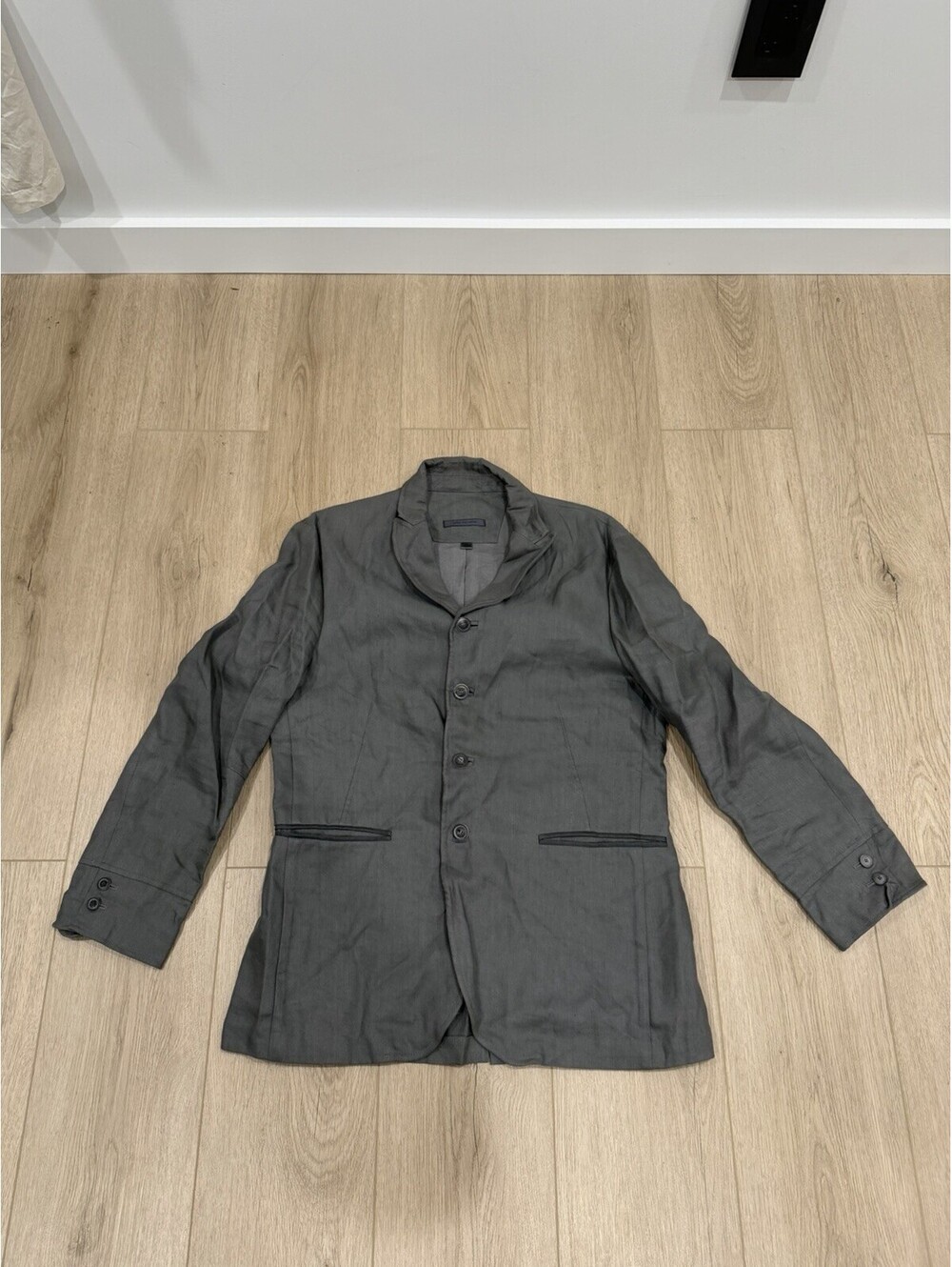 John Varvatos Informal Mens Grey Linen Viscose Blazer Jacket Size IT50